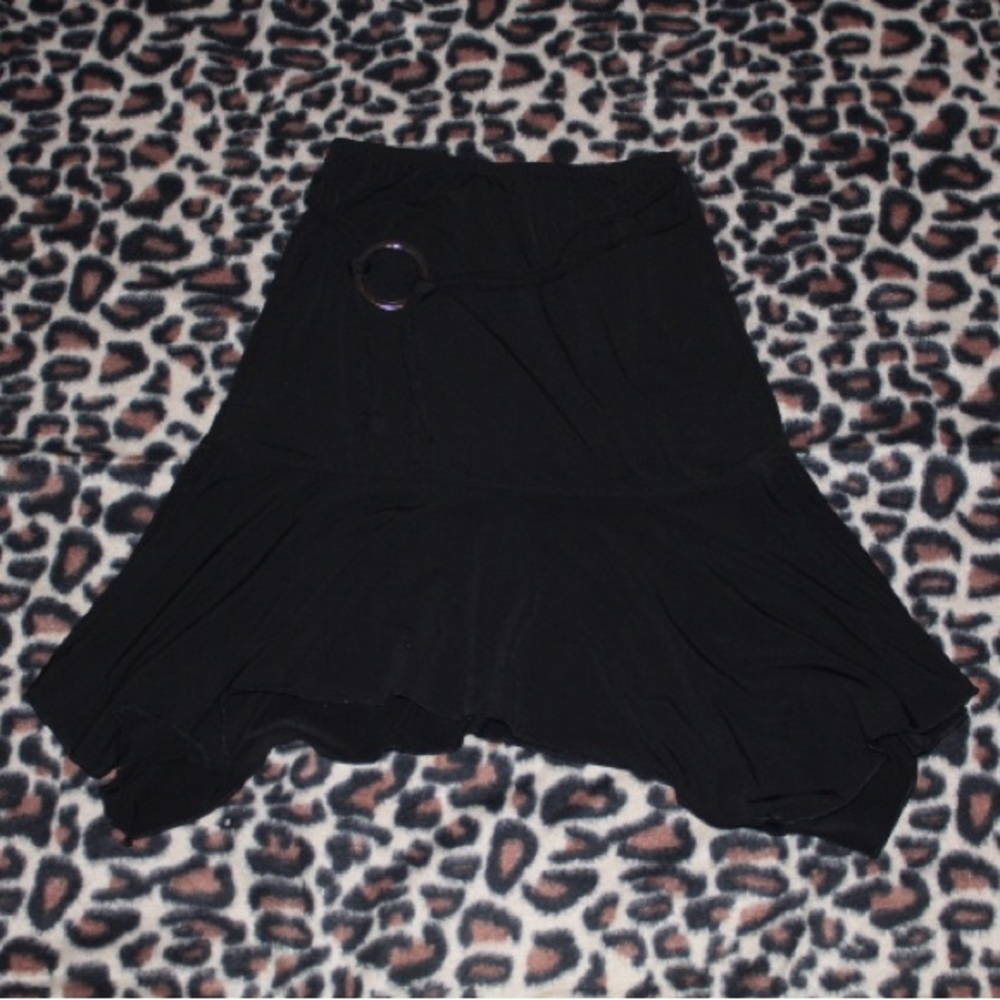vintage early 2000s B•WEAR Byer Girl Flowy O-Ring Asymmetrical Hemmed Midi Skirt